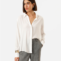 Camisa feminina de viscose manga longa off white