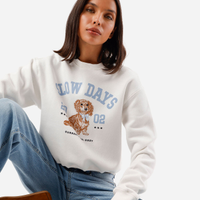 Blusão feminino de moletom estampado off white