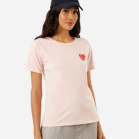 Camiseta feminina de algodão manga curta estampada rosa