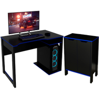 Conjunto Mesa E Armario Gamer ME4161XME4164 Preto Azul Tecno Mobili