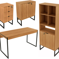 Conjunto Para Escritorio 4 Peças Office Tubular Amendoa Preto Tecno Mobili