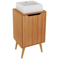 Gabinete 1 Porta Com Cuba Para Banheiro BN3630x41 Amendoa Tecno Mobili