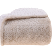 Manta com Mangas Dupla Face Toque Flannel + Sherpa Lã de Carneiro 135x170 Tessi Aveia