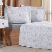 Jogo de Cama Queen 4 Pçs 200 Fios 100% Algodão 160x200x35cm Dessin