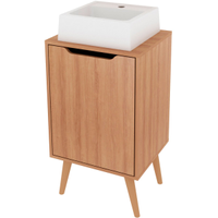 Gabinete para Banheiro 45 cm Cuba Quadrada 1 Porta Retrô Amêndoa