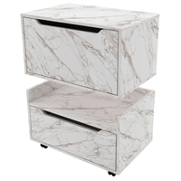 Kit Balcão e Gabinete de Banheiro 1 Porta 1 Gaveta e Rodízio Mármore Branco