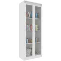 Estante Armário Alta Livreiro Multiuso Office 2 Portas Vidro Branco