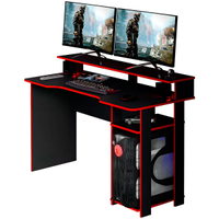 Mesa para Computador Gamer Espaço para 2 Monitores e CPU Preto/Vermelho