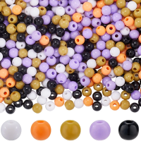 Theme 1500Pcs 5 Colors Opaque Acrylic Beads AB Color Plated Round Mixed Color 6x5mm Hole: 1.8mm 300pcs/color