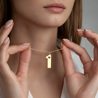 Stainless Steel Number 1 With Cutout Heart Pendant Necklace For Women Numeral Heart Charm Necklaces Fashion Party Jewelry Gift