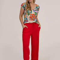 Calça Pantalona Básica Visco Comfort Vermelha
