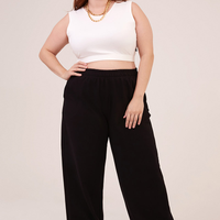 Calça Pantalona Moletom Básica Comfort Preta