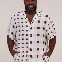 Camisa Masculina Manga Curta Estampa Xadrez Berlim