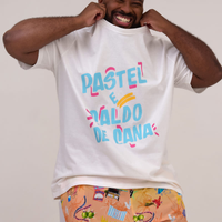 Camiseta Gola Careca Off White Estampa Pastel E Caldo De Cana