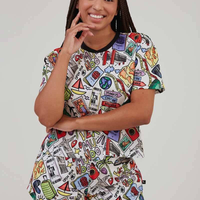 Short Pijama Evasê Estampa Turistei