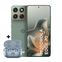 Kit smartphone motorola edge 70 512GB e fone moto buds loop Swarovski Ice Melt 24GB (12GB RAM + 12GB RAM Boost), Ultrafino, 3 cameras 50MP e tela extreme Amoled 120hz - Lily Pad