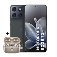 Kit smartphone motorola edge 70 256GB e fone moto buds loop Swarovski Champagne 24GB (8GB RAM + 16GB RAM Boost), Ultrafino, 3 cameras 50MP e tela extreme Amoled 120hz - Gadget Gray