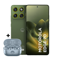 Kit smartphone motorola edge 70 256GB e fone moto buds loop Swarovski Ice Melt 24GB (8GB RAM + 16GB RAM Boost), Ultrafino, 3 cameras 50MP e tela extreme Amoled 120hz - Bronze Green