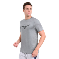 Camiseta de Corrida Masculina Mizuno Run Spark Big Logo P Cinza