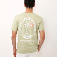 Camiseta de algodão manga curta coqueiro verde