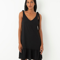 Vestido curto com alça laço preto