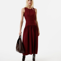 Vestido midi feminino com viscose e recortes vinho