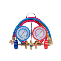 Kit Manifold com Visor e Jogo de Mangueiras 1/4 pol 90cm para R410/R32/R22/R438 Dugold DG5MF-SPLITF