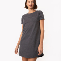 Vestido básico de algodão manga curta cinza escuro