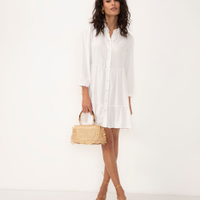 Vestido chemise de viscose curto off white