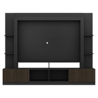 Rack Estante com Painel e Suporte TV 65" e 2 portas Oslo Multimóveis Preto/Tenerife