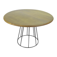 Mesa de Jantar Redonda Base de Ferro Telaio Castanho G04 - Gran Belo