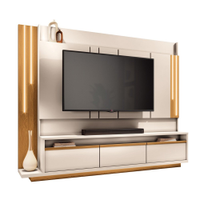 Home Theater Decorativo Punk para TV até 75" com LED Off White/Cinamomo G26 - Gran Belo