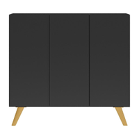 Gabinete Banheiro 3 Portas Retrô 90cm Multimóveis MP5030 Preto/Natural