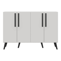 Aparador Buffet 4 Portas com Pés Retrô Viena Multimóveis Branco/Preto