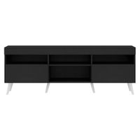 Rack TV 65" com Pés Retrô e 2 Portas Paris Multimóveis Preto/Branco