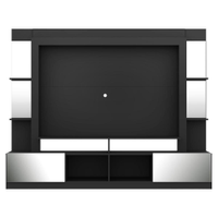 Rack Estante com Painel TV 65" e Espelho Oslo Multimóveis Preto/Branco