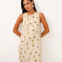 Vestido curto de viscose halterneck coqueiro bege