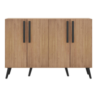 Aparador Buffet 4 Portas com Pés Retrô Viena Multimóveis Rustic/Preto