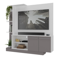 Estante Home Theater com Suporte P/TV até 55'' Denver Multimóveis Branco/Lacca Fumê