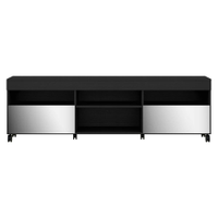 Rack TV 65" com Espelho, Rodízios e 2 Portas Paris Multimóveis Preto