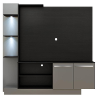 Estante com 2 Leds para TV até 55" Multimóveis Dallas FG3398 Preta/Lacca Fumê
