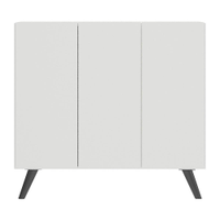 Gabinete Banheiro 3 Portas Retrô 90cm Multimóveis MP5030 Branco/Preto
