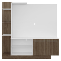 Estante com painel para TV até 55 polegadas e 2 portas Porto Multimóveis Branco/Madeirado