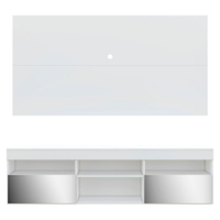 Rack Suspenso com Espelho, Painel e Suporte TV 65" com 2 Portas Londres Multimóveis Branco