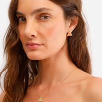 Kit feminino de colar e brinco triangular dourado