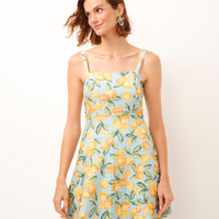 Vestido curto de laise estampado azul