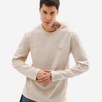 Camiseta masculina manga longa texturizada bege