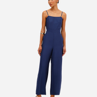 Macacão feminino de viscose decote quadrado azul