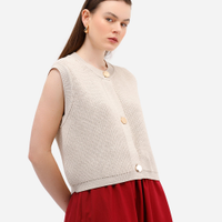 Colete feminino de tricot bege