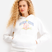 Blusão feminino de moletom com capuz ursinhos carinhosos off white